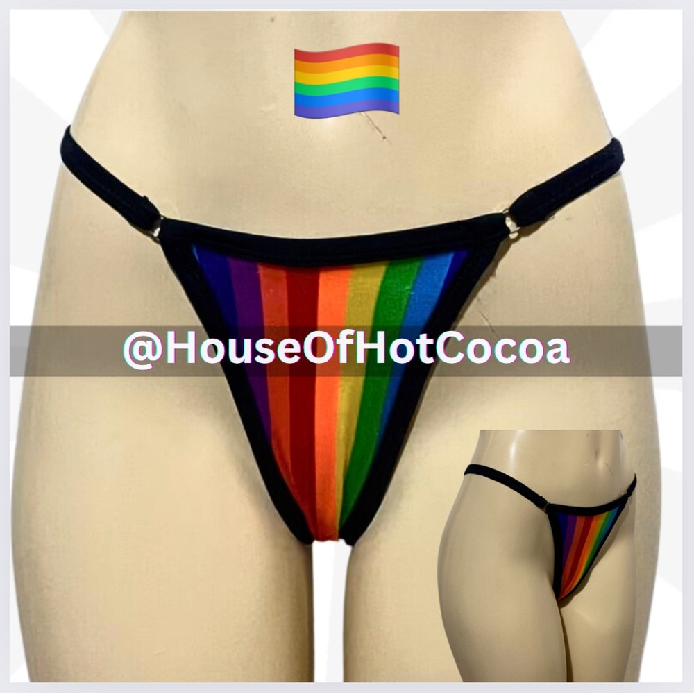 Thong PRIDE Print 🏳️🌈 Black Trim / Handcrafted #DesignerHotCocoa